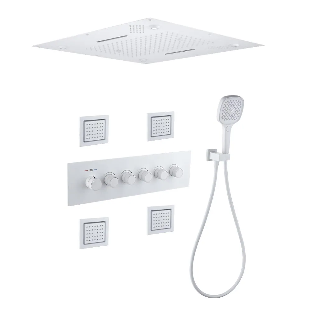 Wholesales Thermostatic Shower System Wall Mounted 4 Way Brass Hot Cold Water Mixer Concealed Shower Set