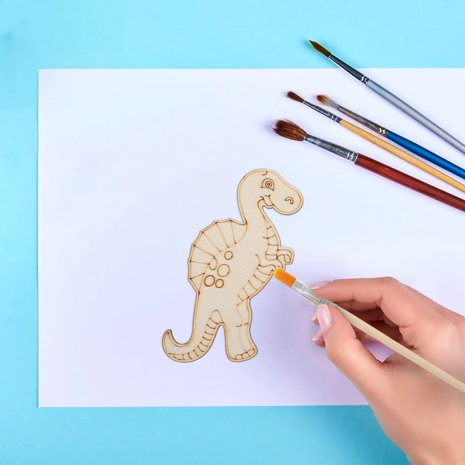 

20pcs Dinosaur Wood Chips Diy Wooden Slices Kids Painting Unfinished Craft Accessories For Children Art Projects