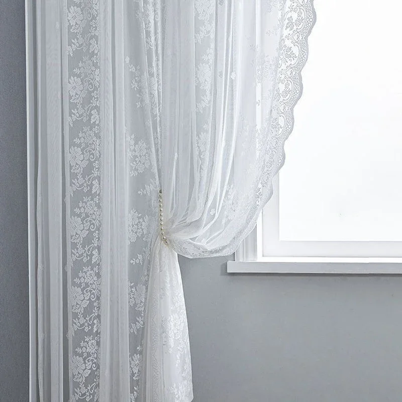 الفرنسية أنيقة الأبيض تول الستائر غرفة المعيشة الجانب الدانتيل الستائر لشرفة الزفاف الستائر # أ265 #2