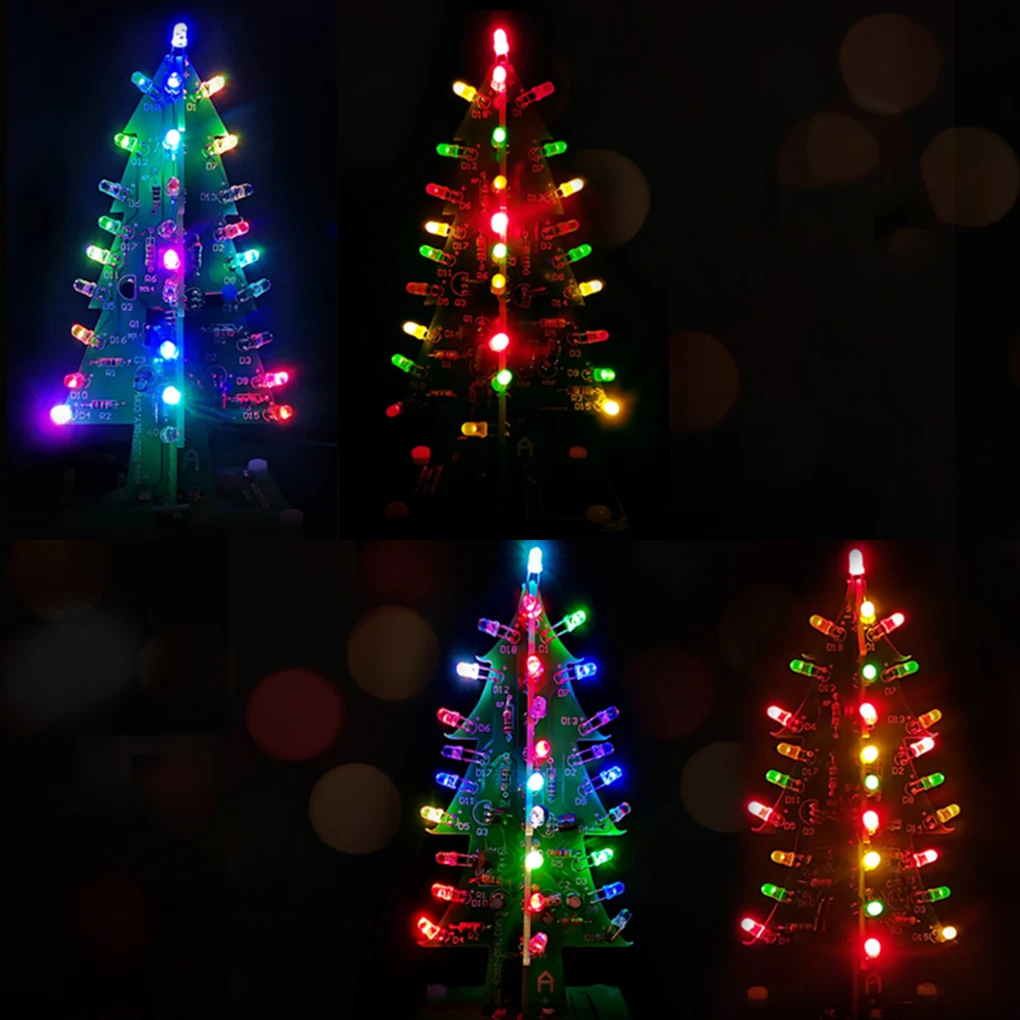 Christmas Tree 3D DIY Kit Bluetooth Music Rotating Christmas Tree with 36 Flashing LEDs Colorful Electronic Entertainment Kit