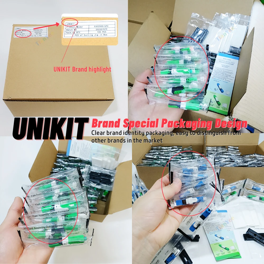 100% Original New UNIKIT ESC250D SC/APC UPC Optic Fiber Quick Connector FTTH Single Mode Optical Fast Coupler Flange