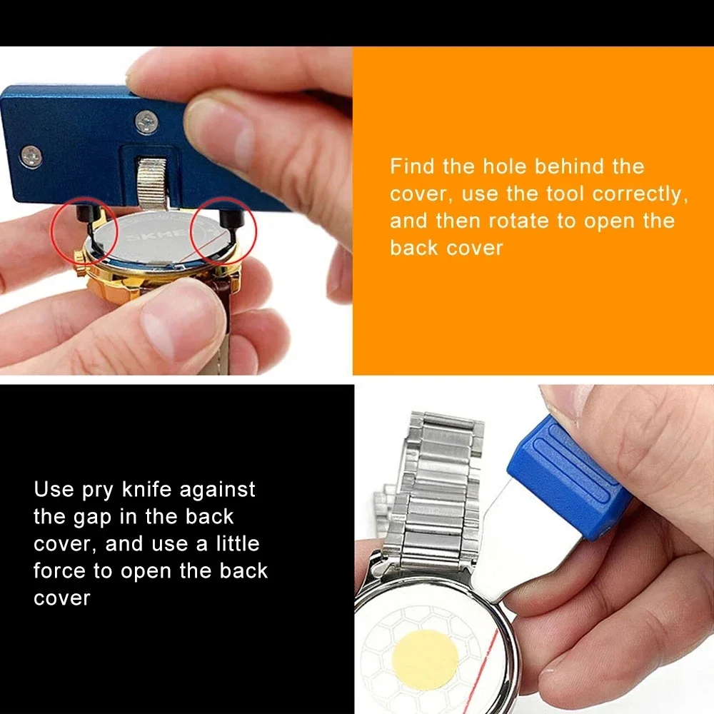 Набор для ремонта часов, профессиональный инструмент для замены батареи для часов, инструмент для снятия задней панели часов, открывалка для корпуса часов, держатель для снятия задней панели часов