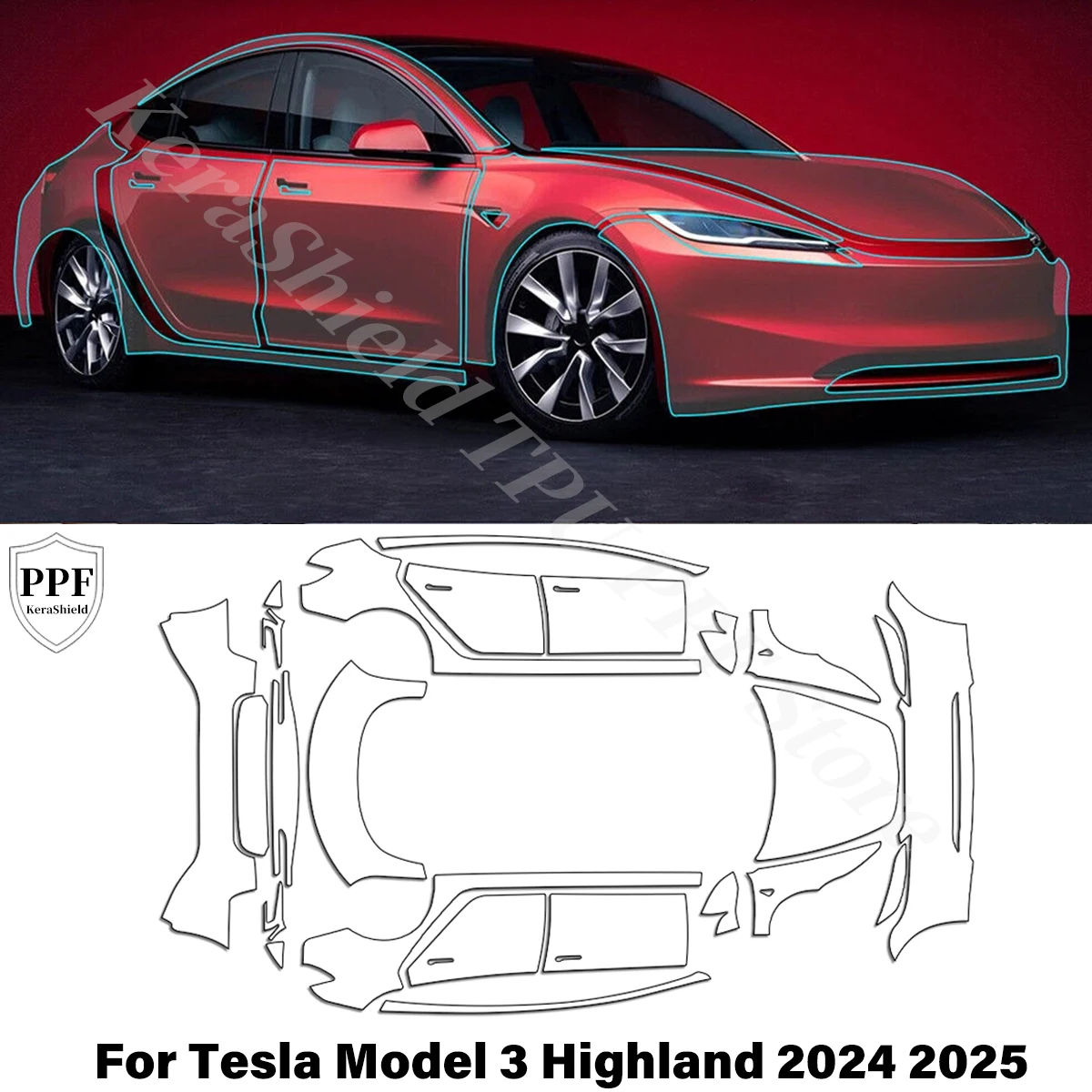 

Pre-cut Clear PPF For Tesla Model 3 Highland 2024 2025 Anti-Scratch TPU Car Paint Protection Film Invisible Resistant Repairable