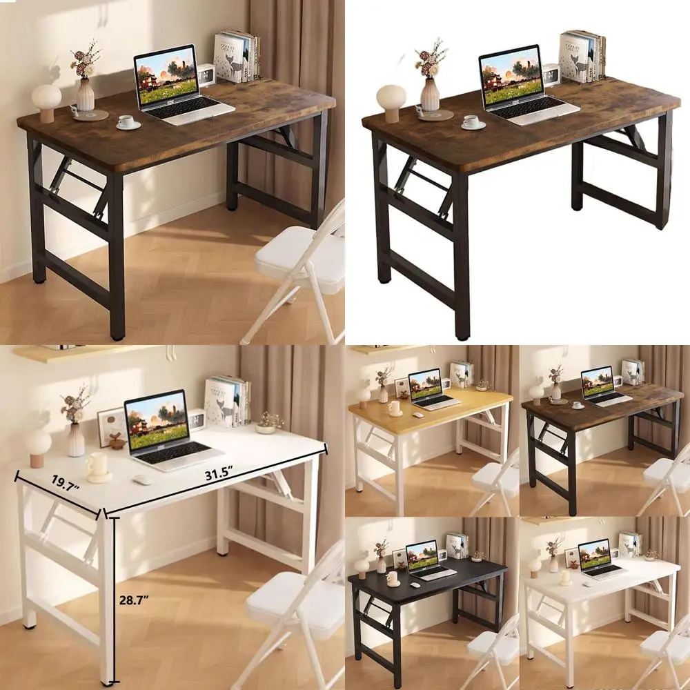 

Space-Saving 31.5 Inch Adjustable Desk for Small Spaces, No Assembly Required, Rustic Brown Finish