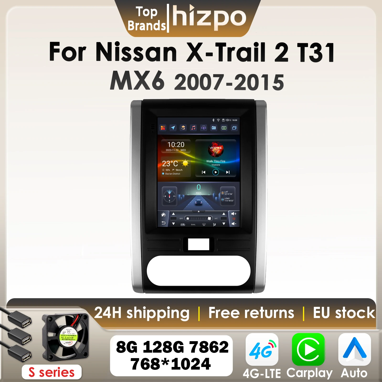 Hizpo 360 caméra 9.7 ''Android autoradio pour Nissan X Trail x-trail 2 T31 MX6 2007-2015 voiture multimédia écran Vertical 4G Carplay