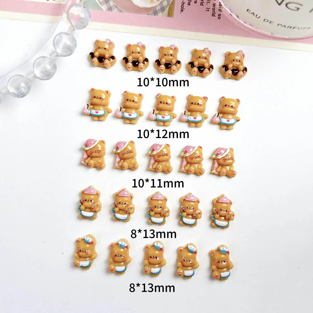

3D Resin Kawaii Glow In The Dark Bear Nail Art Decoration Cute Cartoon Multi Style Brown Bear Nail Charms DIY Crafts Parts