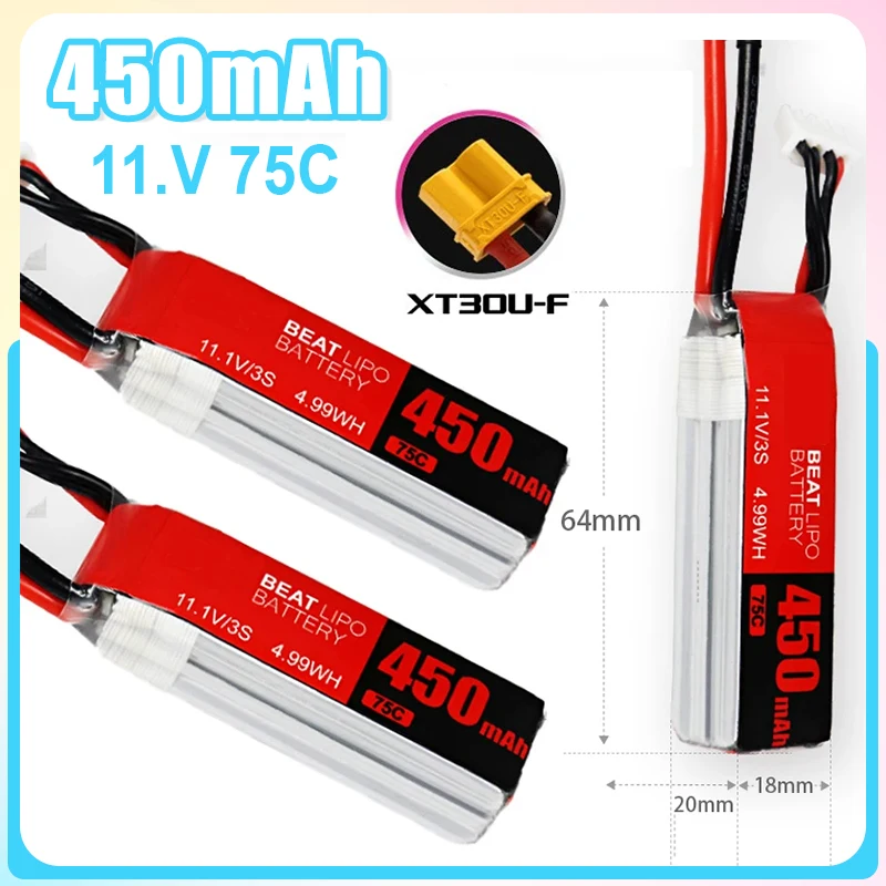 3S 11.1V 450mAh 75C LiPo Battery For RC Helicopter Quadcopter FPV Racing Drone Parts 11.1v Drones Battery With XT30 Plug