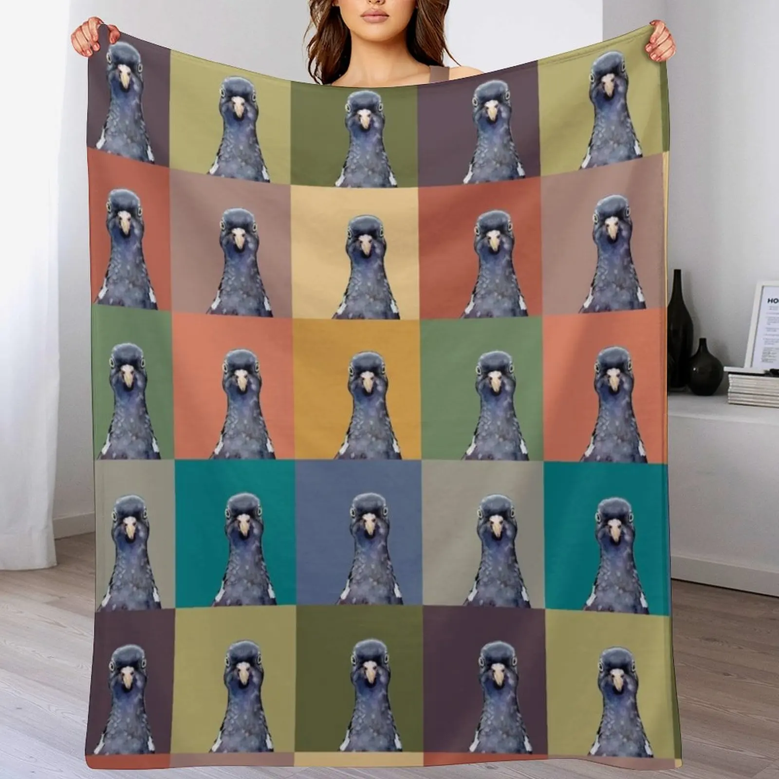 

Pop Art Perry Pigeon Throw Blanket Decorative Sofas Retros for sofa Hairys Blankets