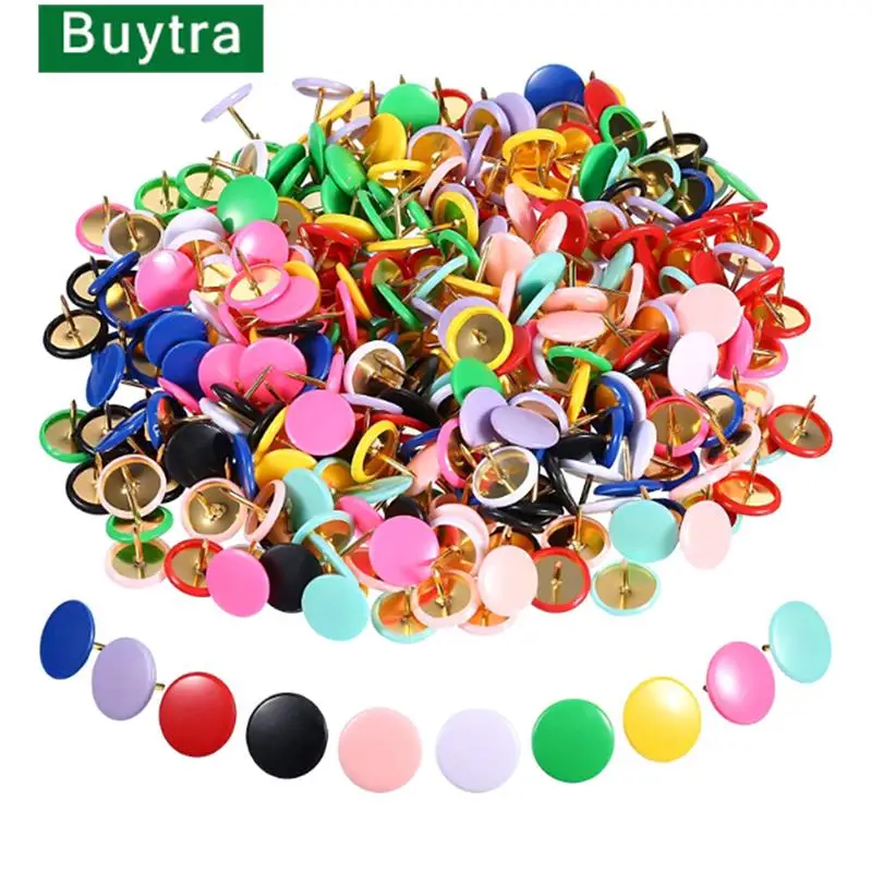 Hot sale 100pcs Round Shape Push Pins Thumb Tacks Notice Board Cork Paper Map Thumb Tacks Point Office binding supply