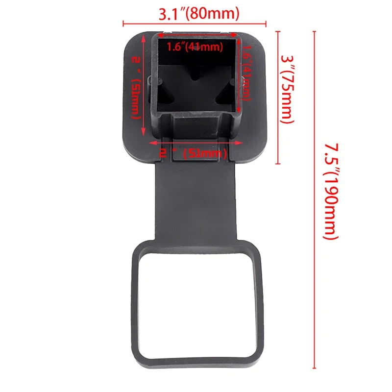 2 Inch 51mm Trailer Hitch Cover Plug Dust Plug Square Protective Cover Traction Cap Auto for Posche Toyota Ford Nissan Dodge