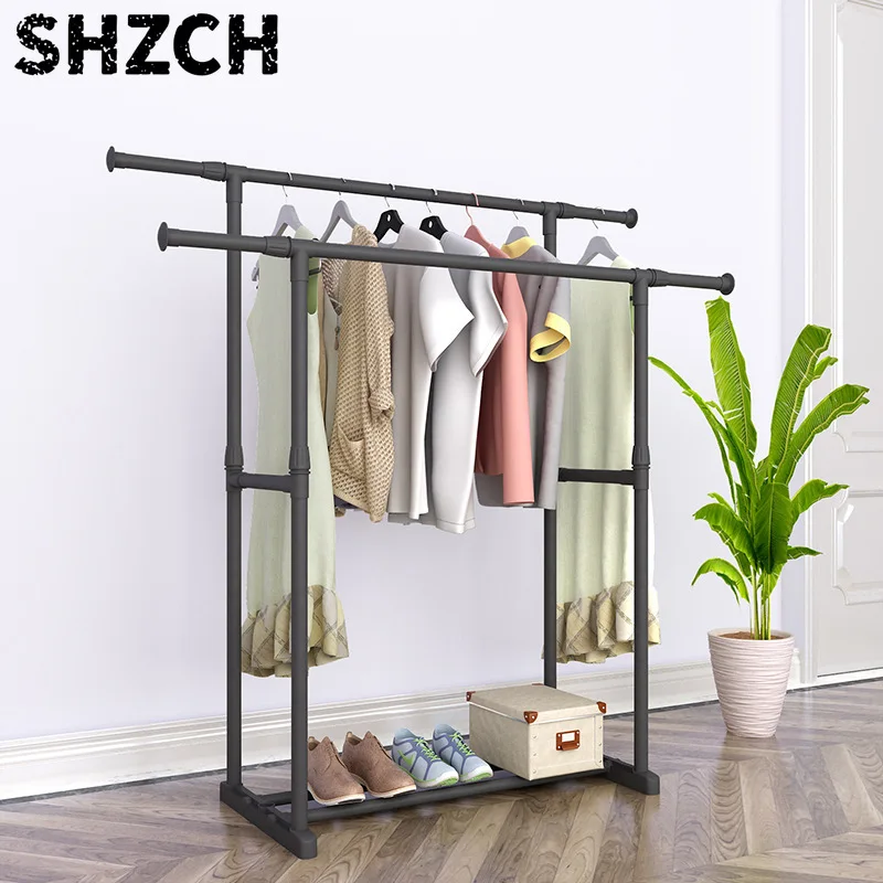 Simple Fashion Coat Rack, Reinforced Clothes Suspension Bracket, Telescopic Lifting, Mobile, Home Furnishings,