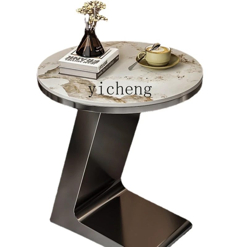 Zk Light Luxury Stone Plate Side Table Marble Living Room Sofa Corner Table Side Cabinet Tea Table