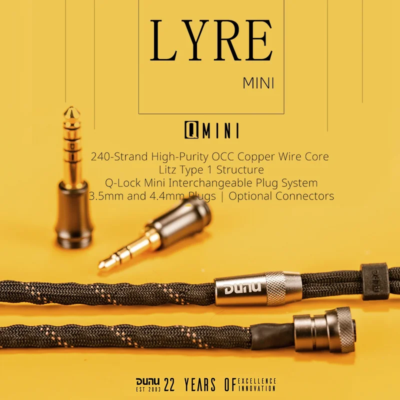 Мини-кабель для наушников DUNU Lyre, 240-жильный медный провод высокой чистоты OCC, 2-контактный разъем MMCX/0,78