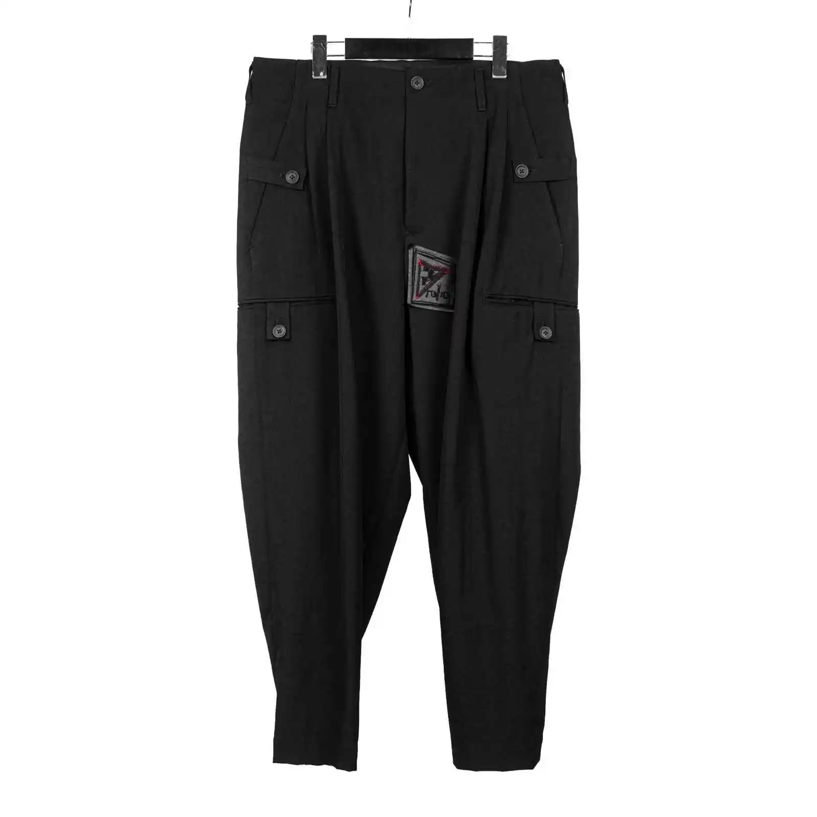 

TOP-YAMAMOTO мужские шерстяные брюки оригинального дизайна, свободные длинные брюки с несколькими карманами, нишевый дизайнер