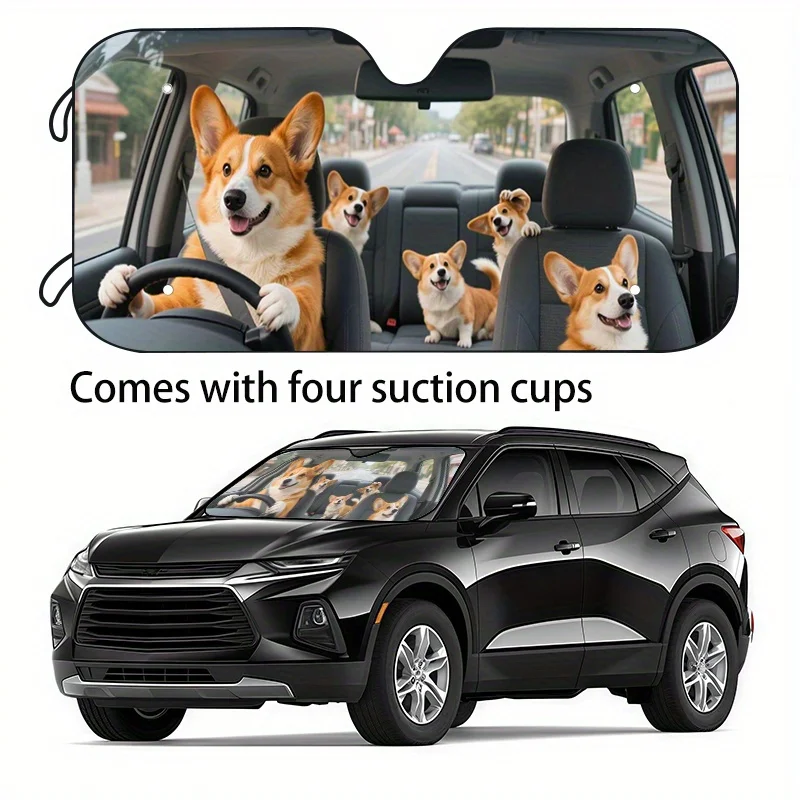 

1pc Funny Humorous Animal Car Sun Visor With 2 Sizes To Choose From, Made Of Polyester Material, Suitable For All Vehicle Front