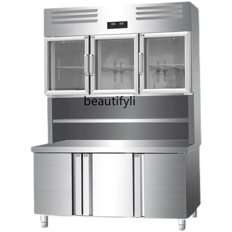 

Refrigerated freezer vertical refrigerator kitchen fresh-keeping workbench double temperature cabinet