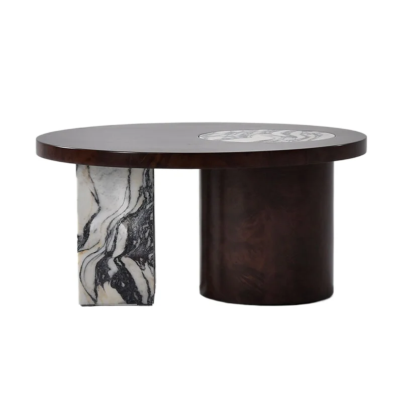 

Natural marble coffee table living room round coffee tea table