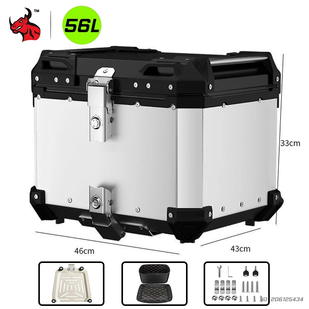 Universele Motorcycle Top Box Case 36L-65L Aluminium Bagage Staart Box Waterdichte Opslag Voor Scooter Motor Accessoires