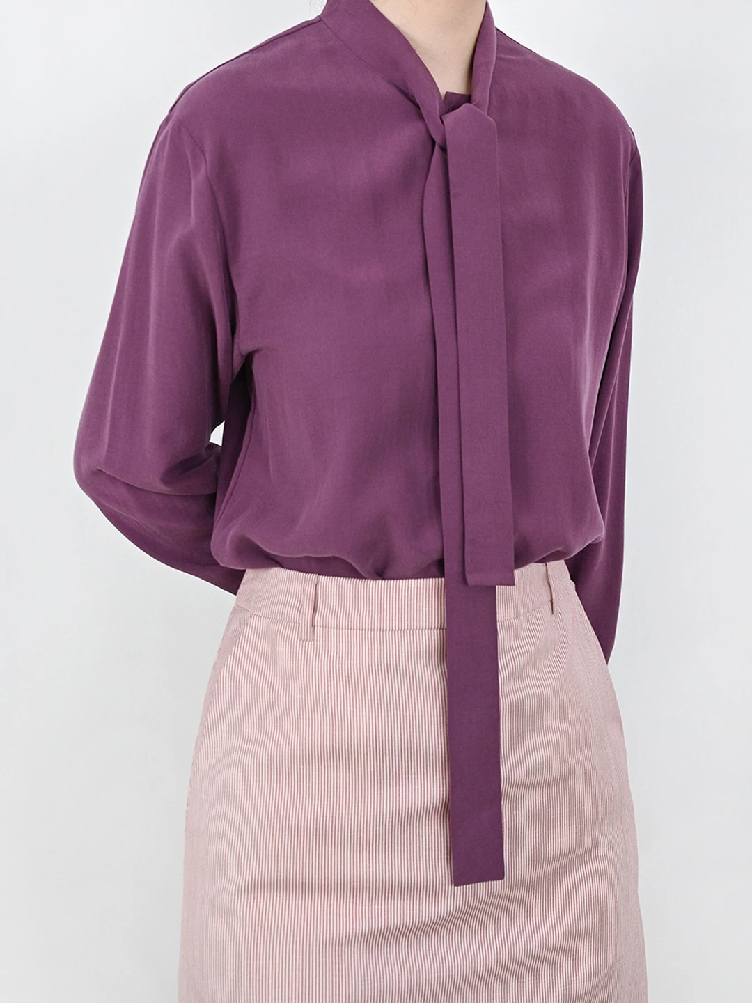 

Женская хлопковая рубашка APE Purple Clay с длинным рукавом, квадратным воротником и завязками, повседневная, для работы, из чистого хлопка