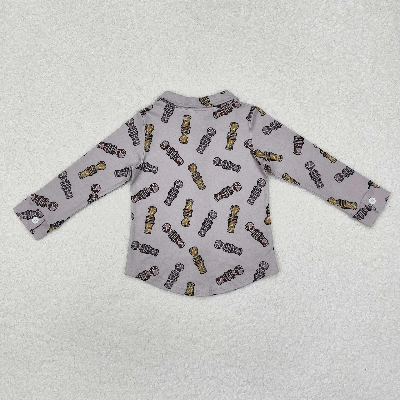 Wholesale Baby Boy Long Sleeves Camo Buttons Grey T-shirts Tee Children Kids Shirt Toddler Spring Fall Clothing