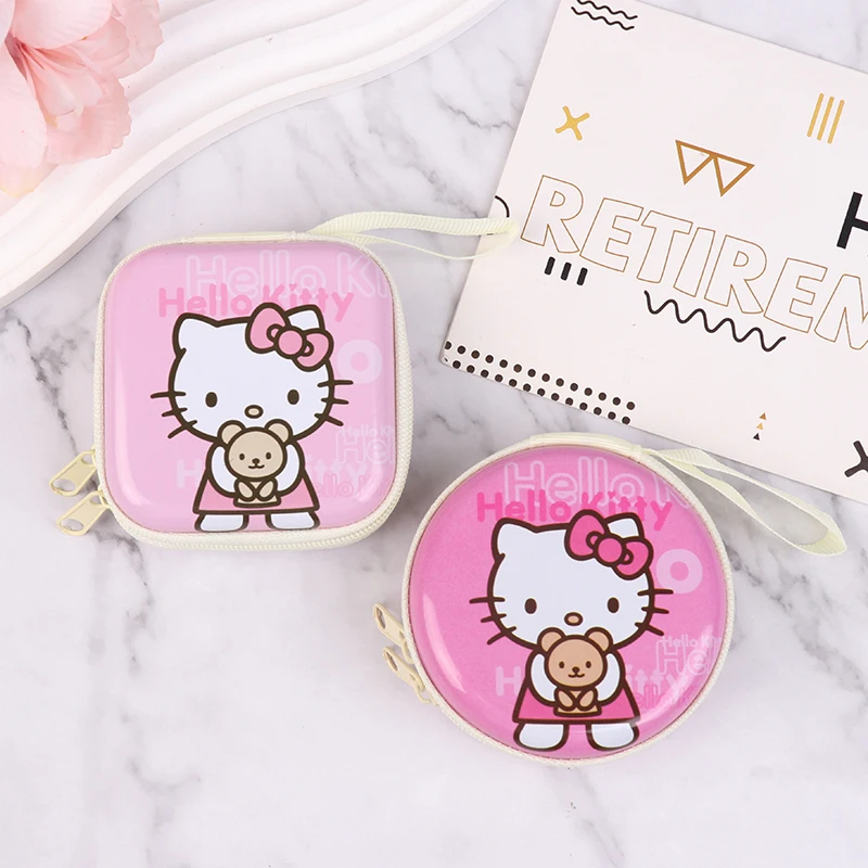 Sanrio Olá Kitty Coin Purse, Gato dos desenhos animados KT, Bluetooth Headset Bag, Kawaii Moda Charme, Armazenamento Cabo de Dados, Presentes bonitos, 1Pc