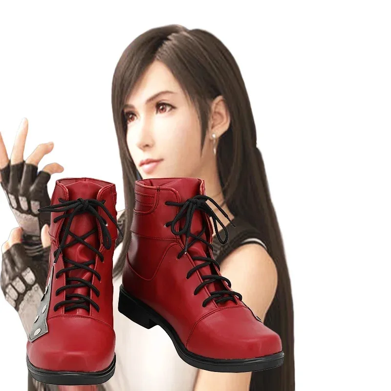 

Game Final Fantasy 7 Tifa Cosplay Shoes Boots Props Halloween Party Role Play Custom Made Aksesori