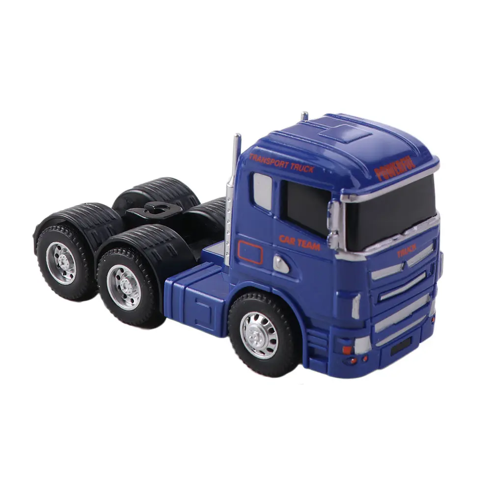 Birthday Gift 1:64 Scale Truck Cab Model Diecasts Alloy Pull-Back Truck Flat Trailer Educational Retro Style Engineering Vehicle