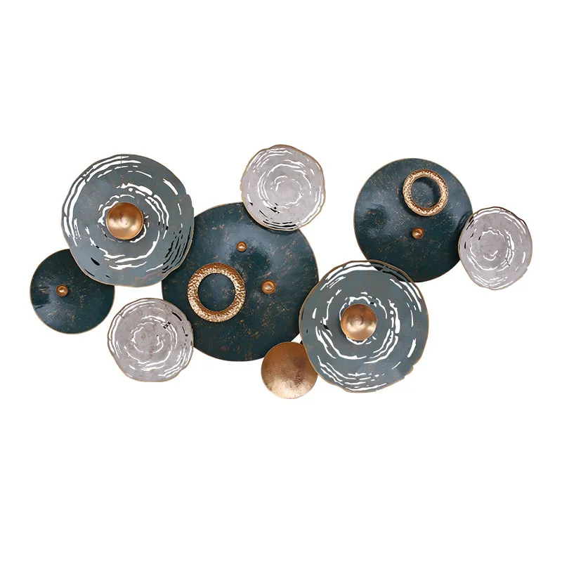 

European Luxury Wrought Iron Round Shape Wall Murals Home Livingroom Wall Hanging Decoration Lobby Entrance Wall Sticker Crafts