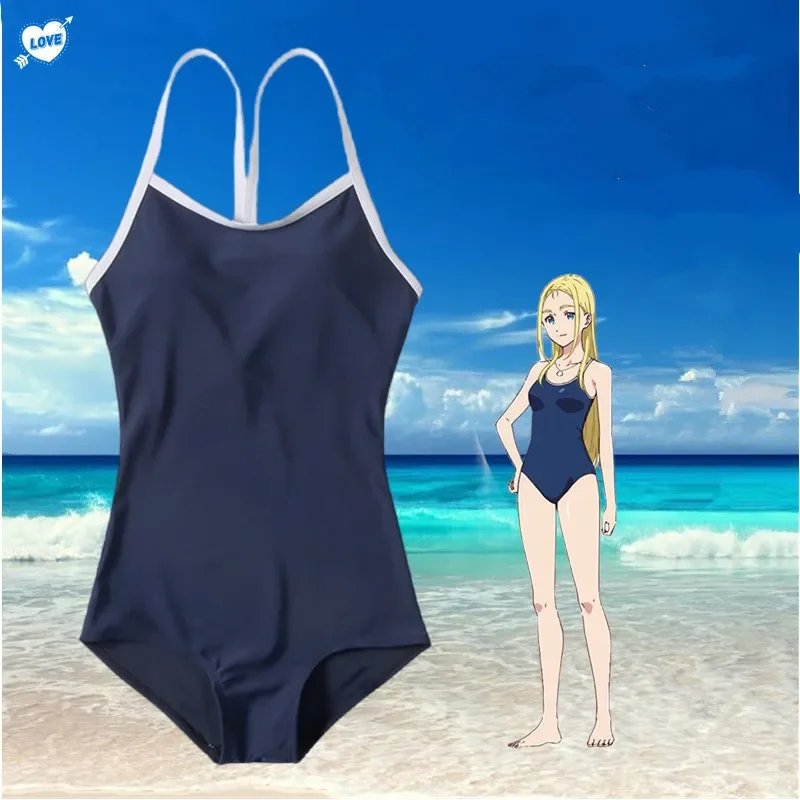 Anime Summer Time Rendering Swimsuit Kofune Ushio Cosplay Costumes Bathing Japan Sukumizu Swimwear # 1 # W.
