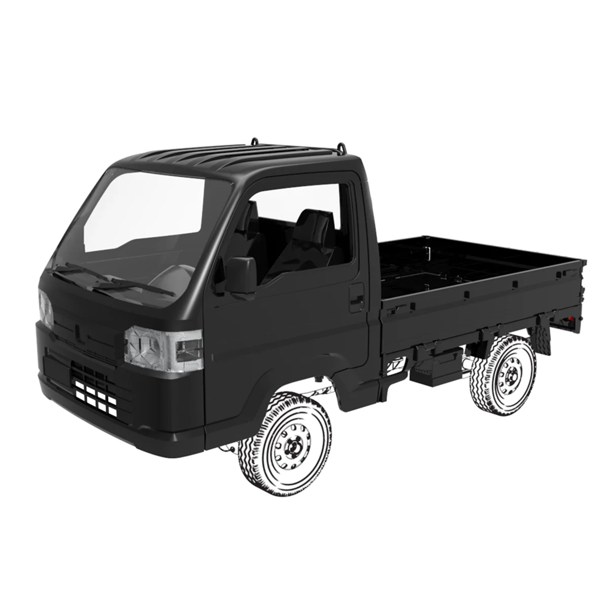 ดี ~ RC รถ Body Shell รถบรรทุก Bodyshell สําหรับ 1/16 WPL D12 WL01 LD1297 RC รถอะไหล่อัพเกรดอะไหล่อุปกรณ์เสริมสีดํา