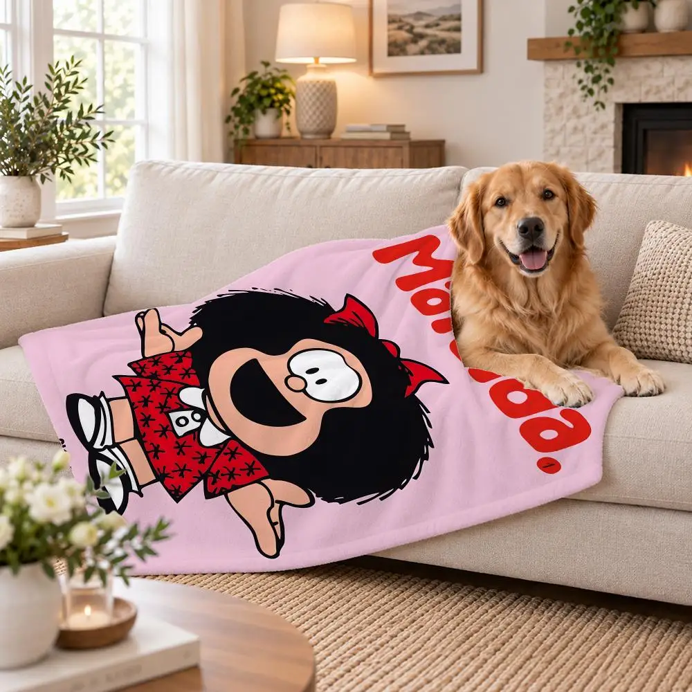Animation Mafalda Throw Soft Plush Flannel Pet Blanket, Home Decor Cover for Sofa, Bed, Trip & Picnic