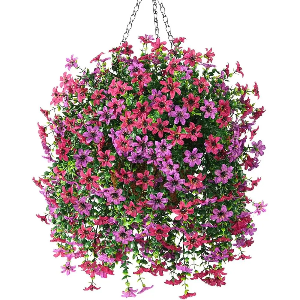 

Устойчивая к УФ-излучению искусственная подвесная корзина с ромашками для декора на весну/лето, идеально подходит для веранды, балкона и двора