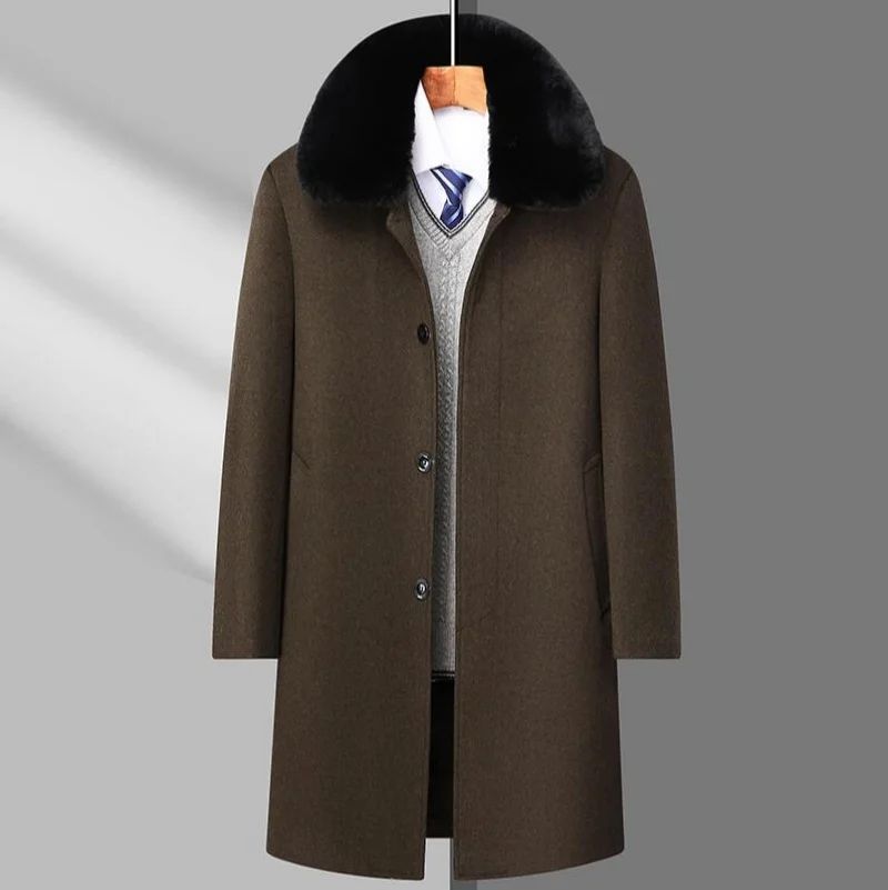 

Casual Men's Thicken Woolen Coats 2025 Winter Warm Windbreaker Jackets Outwear Solid Wool Overcoat