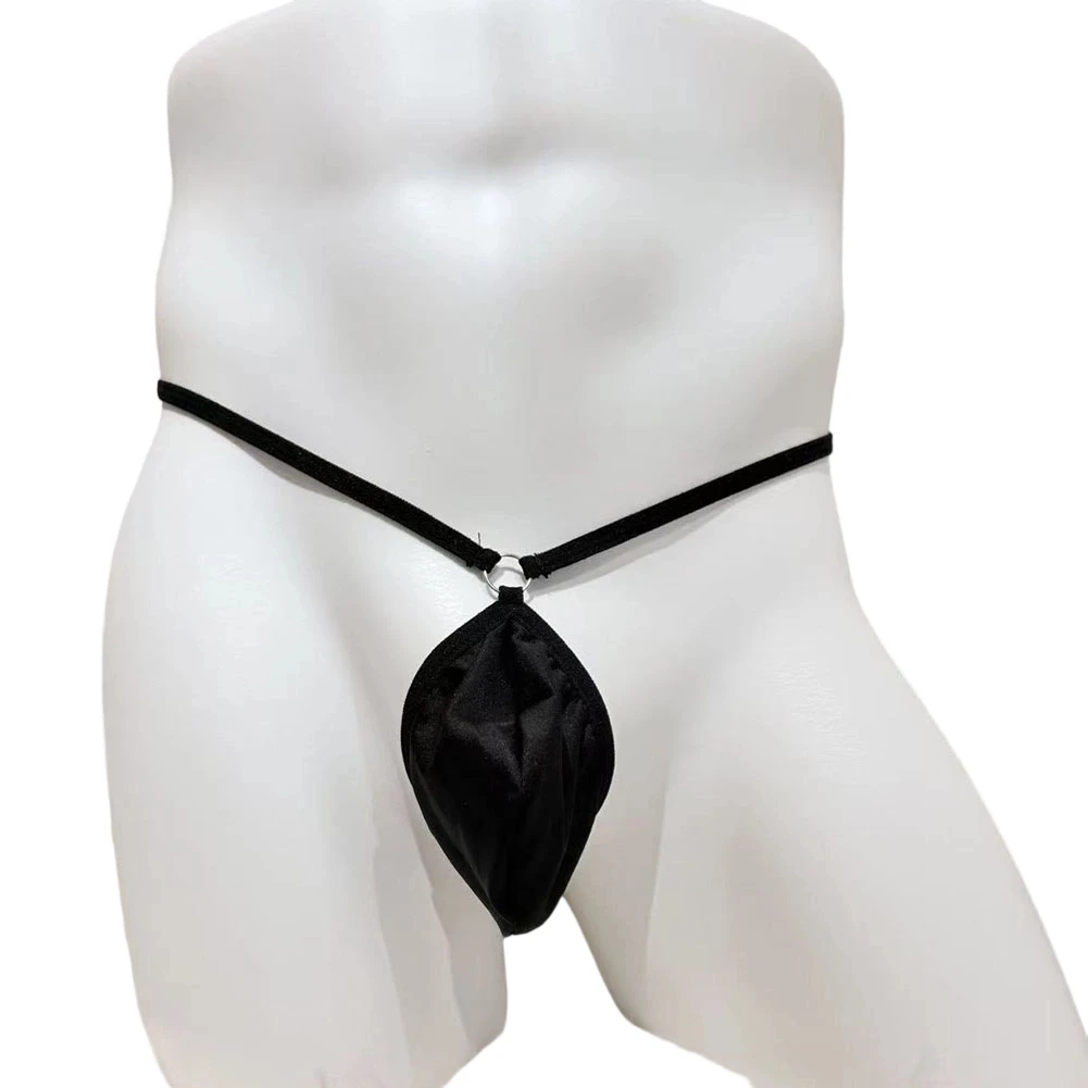 

Black Men Low Rise Breathable Soft Large Pouch G-string Sissy T-back Thong Underwear With Beads Sexy Man Briefs