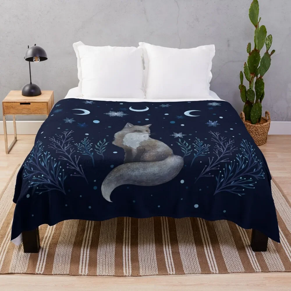 Winter Fox Throw Blanket Lightweight Cozy Blanket for Bed Sofa