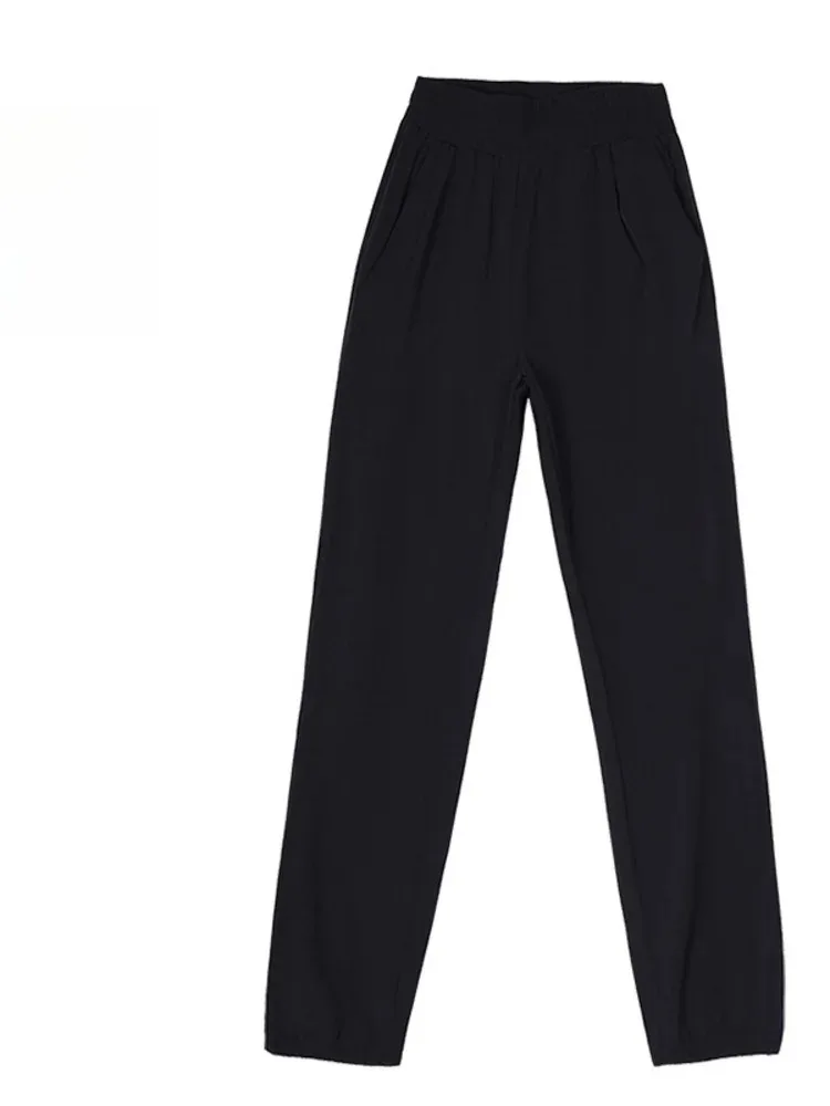 Pantalones de pierna ancha sueltos de cintura alta de Color sólido para baile de Ballet, pantalones cómodos para actuación en escenario para mujer