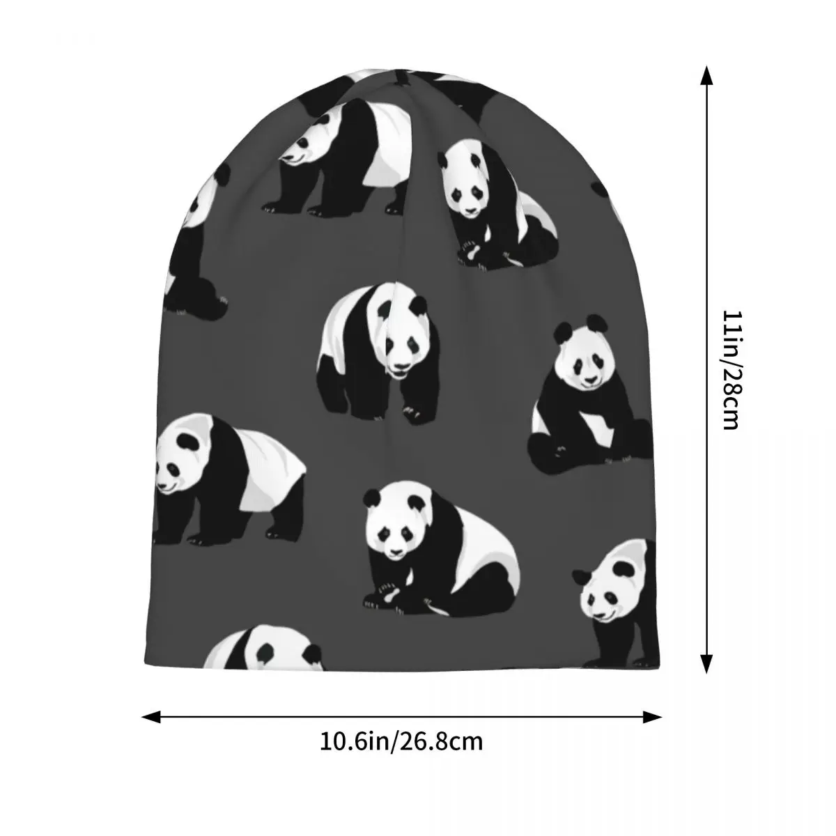 Pandas On Grey Bonnet Hats Fashion Street Skullies Beanies Hats Panda Bear Cute for Men Women Knitted Hat Warm Dual-use Caps