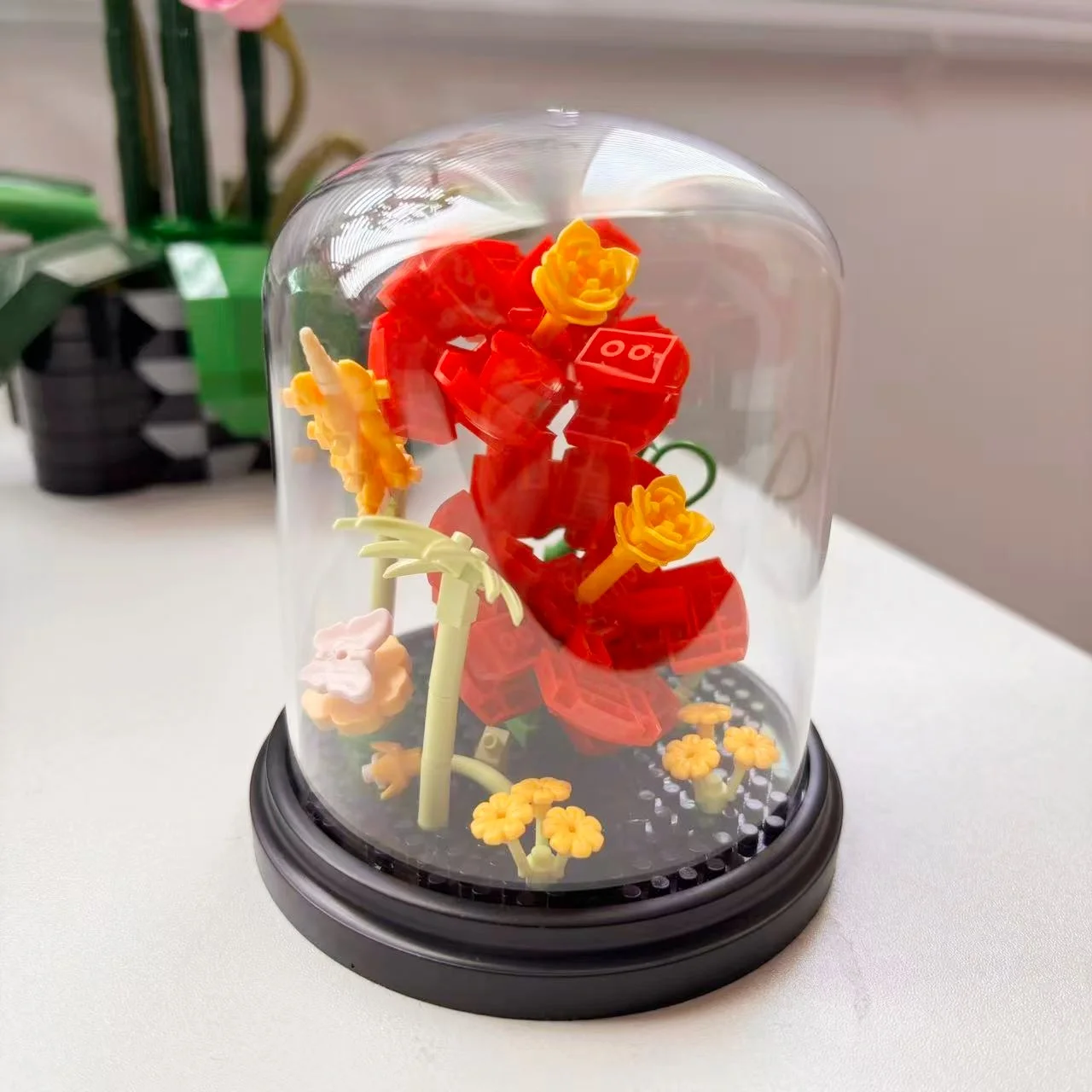 

Building Block Rose Flower Desktop Decoration Holiday Gift