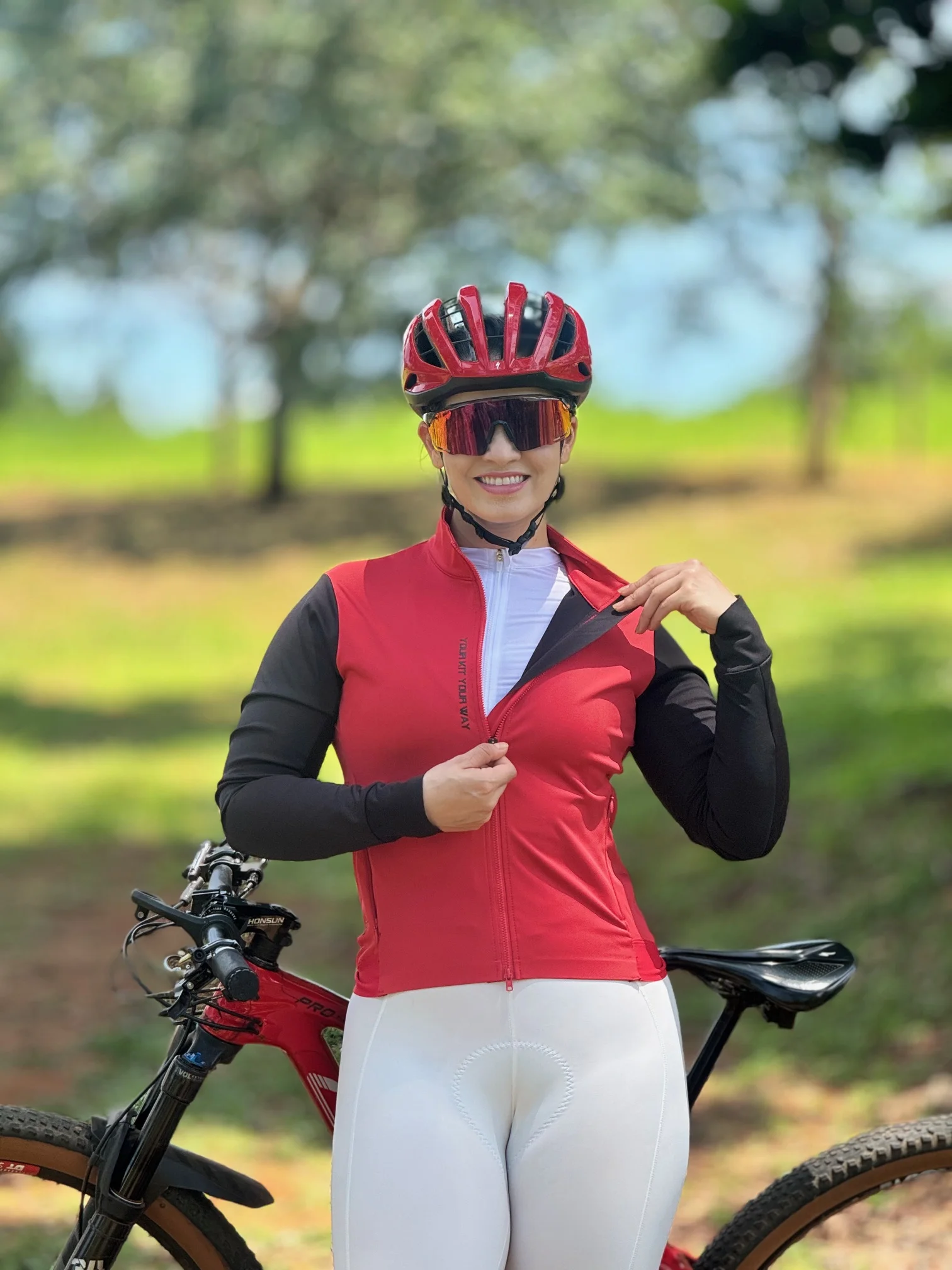 YKYWBIKE Damen Fahrradjacke 10-20 ℃ Outdoor-Sport, Rennrad-Trikot, winddicht, wasserdicht, Fahrradshirt, Fahrradbekleidung – Detail 3