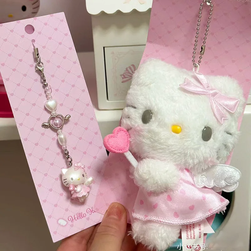 Sanrio brinquedos de pelúcia chaveiro anime olá kitty plushie boneca chaveiro meninas kawaii brinquedo de pelúcia pingente chaveiros presentes de natal do miúdo