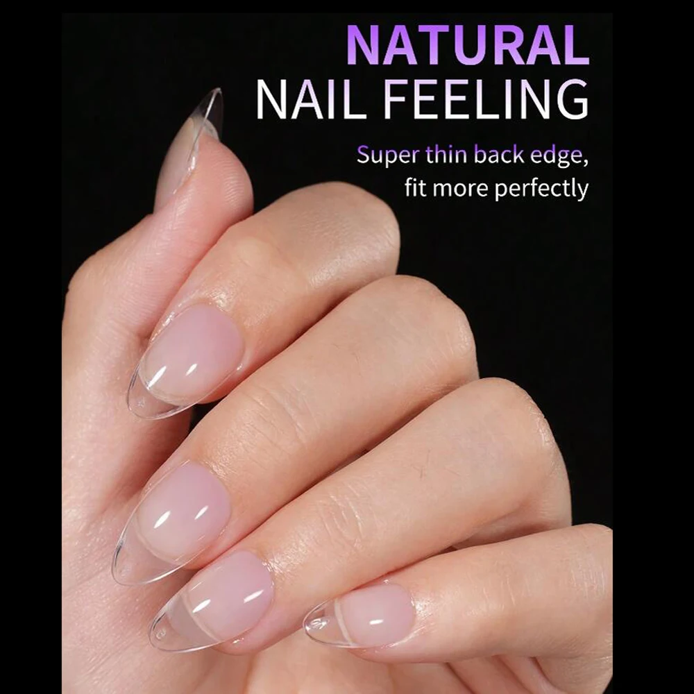 120/240pcs Short Almond Half Matte False Nail Tips 12 Size Clear Square Short Almond Soft Gel Nail Tip Full Cover Nail Extension