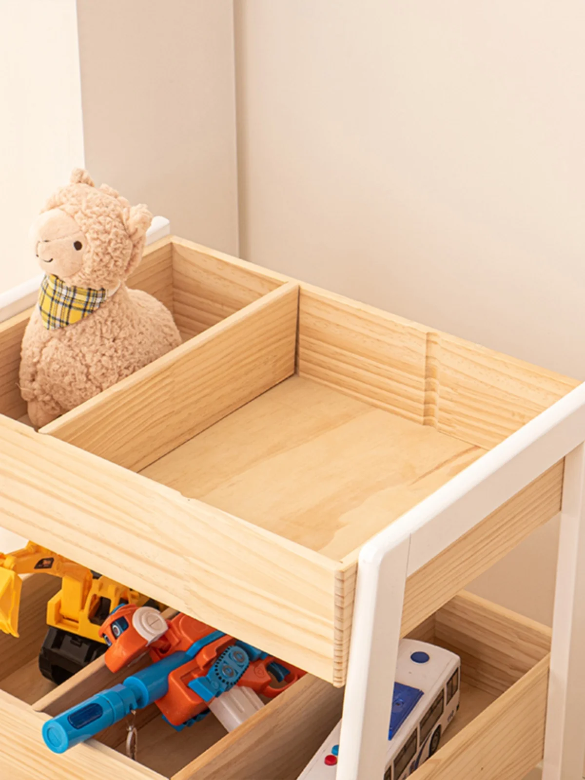 Rack de brinquedos multi-camada com rodas, armazenamento multi-camada, prateleiras simples na lateral do carrinho, 1 pc