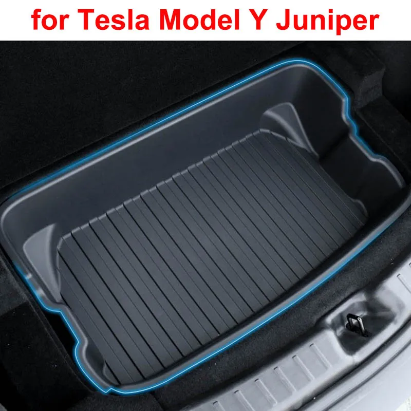 For Tesla Model Y Juniper 2026 Rear Trunk Organizer Box Double-deck Storage Box Launch 2025 Front Cargo Dustproof Luggage Tray