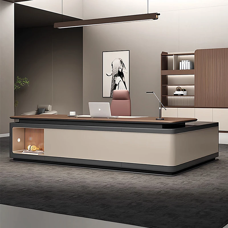 Modern Modular Wood Desk And Chair Combination With Bookshelf For Home Office Commercial Use