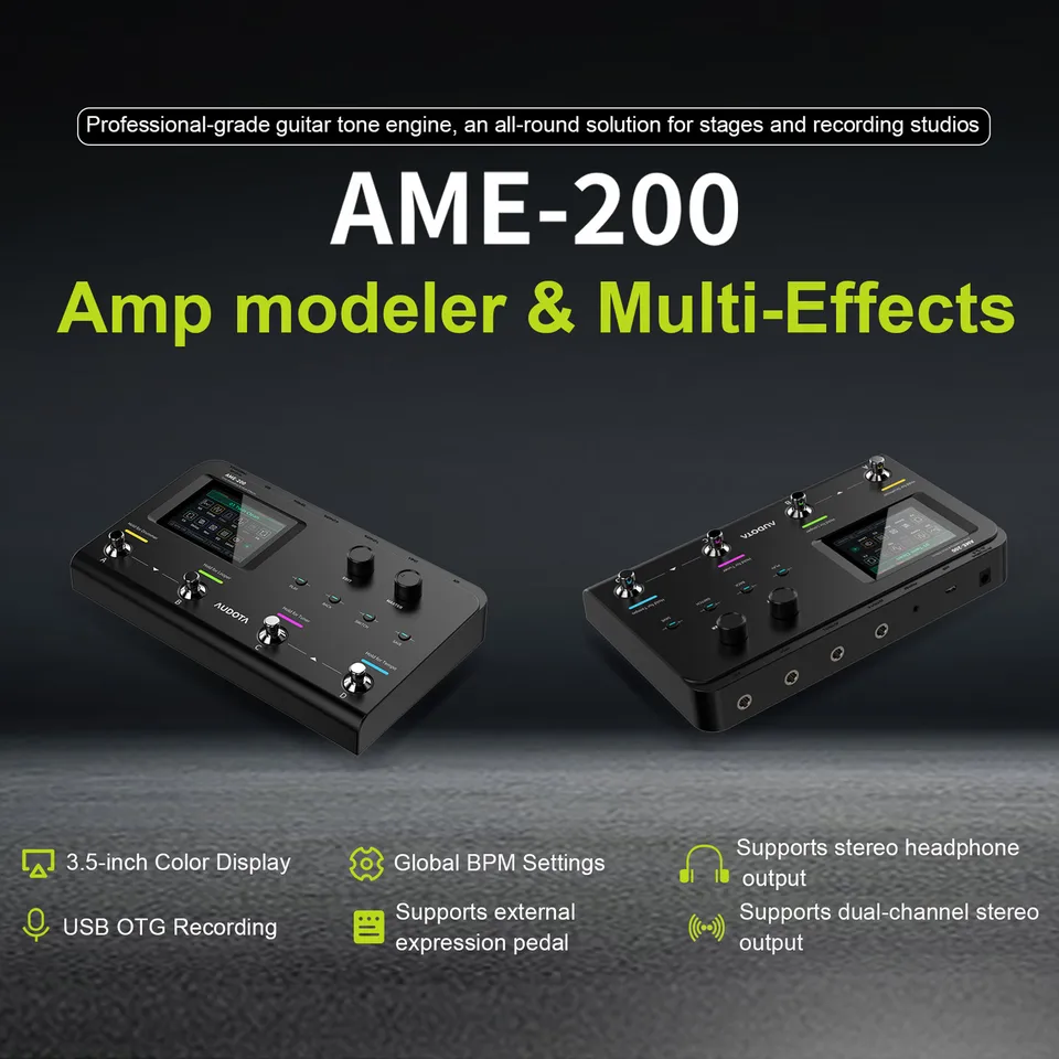 Udota Ame-200 マルチエフェクトペダル、内蔵チューナー、50種類の