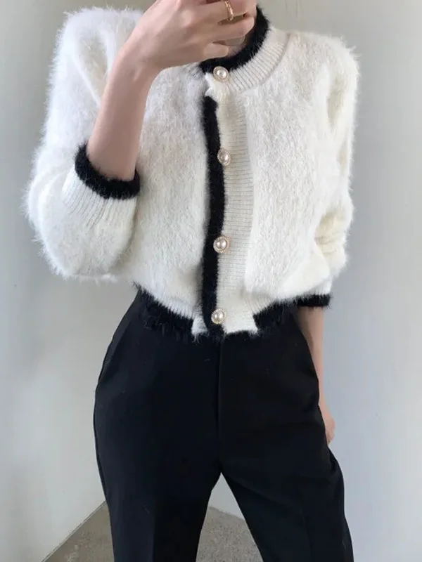 Chic ort Thiened Knitted Cardigan Women's Korean Sle Loose Fit Faux Mink Vest Top plus Size Spring Summer Online Exclusive