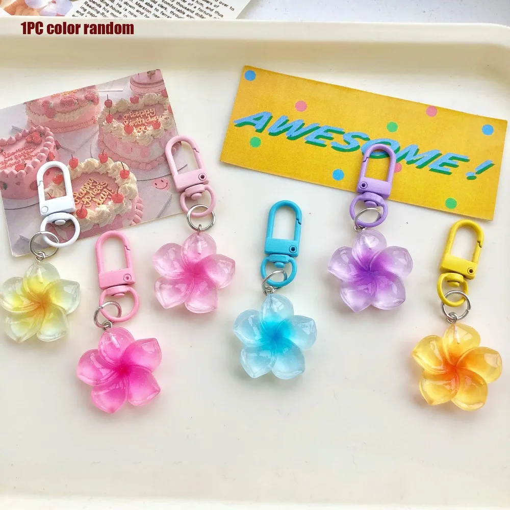 

Cute Sweet Colorful Flower Keychain Hanging Jewelry Pendant Rope Decoration Car Key Ring Resin Bag Decoration Girls