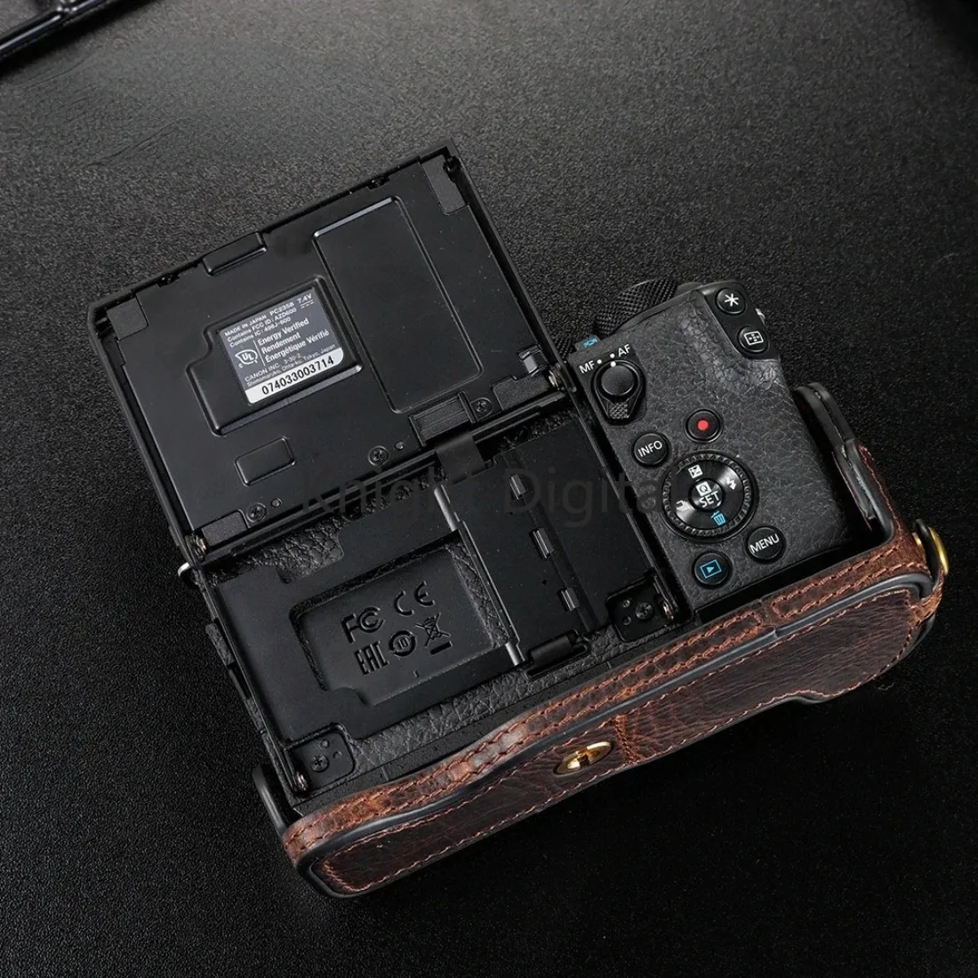 Capa de couro genuíno para câmera canon m6 m62 mark ii, alça para body, meia bolsa para câmera dslr