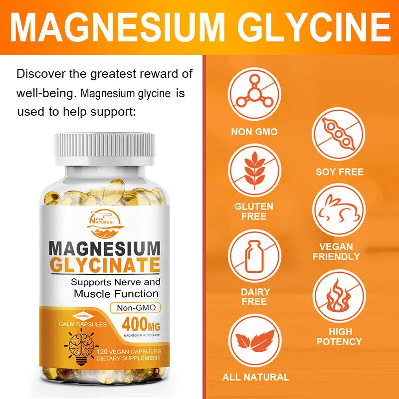 Magnesium Glycinate kapsul 400mg meningkatkan stres tidur & kecemasan meredakan