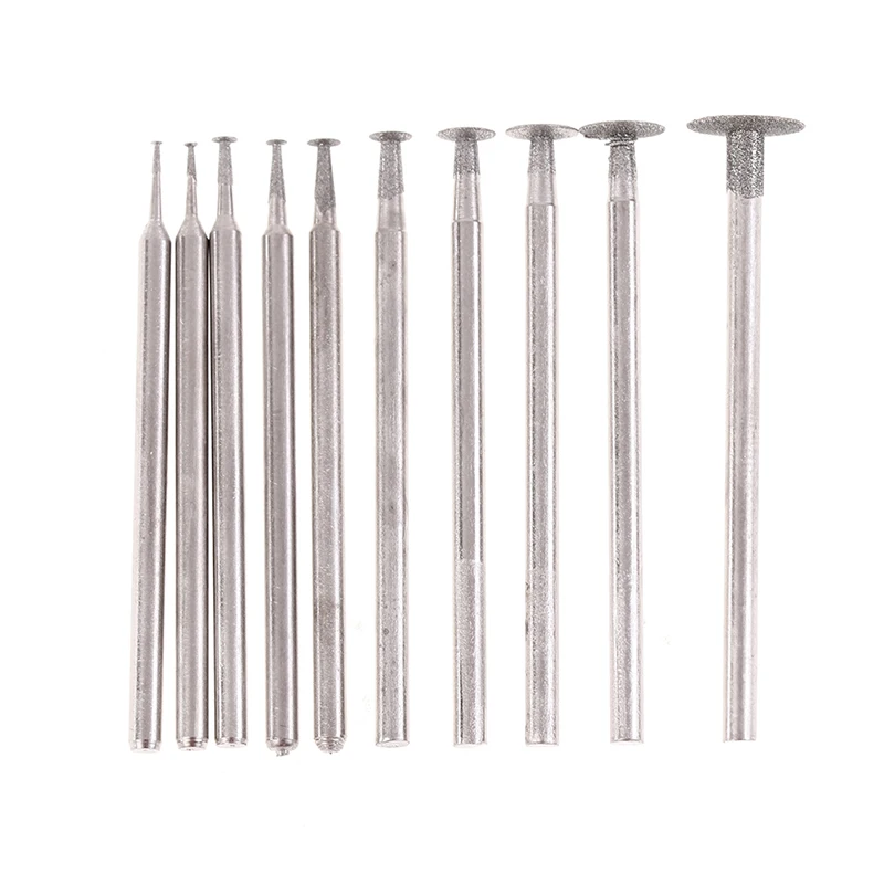 10PCS Grinding Bit Accessory Ultra-Thin T Head Shank Diamond Mounted Point Stone Jade Carve Polish Engrave Tool